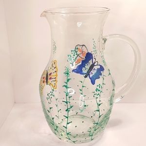 Hand Painted Glass Pitcher